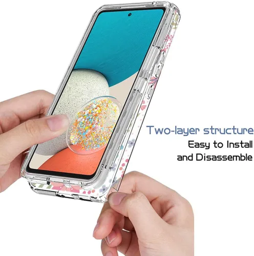Vista 4 de Funda para Galaxy A53 5G/para Samsung A536U con protector de pantalla de vidrio templado, suave 360 cuerpo completo, a prueba de golpes, híbrida