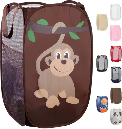 Vista 12 de Handy Laundry - Cesta de lavandería plegable de malla emergente con abertura ancha y bolsillo lateral - Diseño transpirable, resistente, plegable