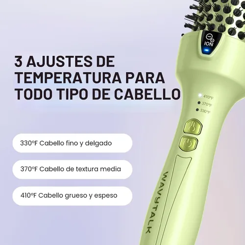 Vista 7 de Wavytalk Cepillo térmico Blowout Express 1.5" Cepillo redondo de calor Verde