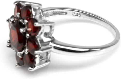 Vista 4 de Silvershake Natural Gemstone White Gold Plated 925 Sterling Silver Flower Cluster Ring Jewelry for Women
