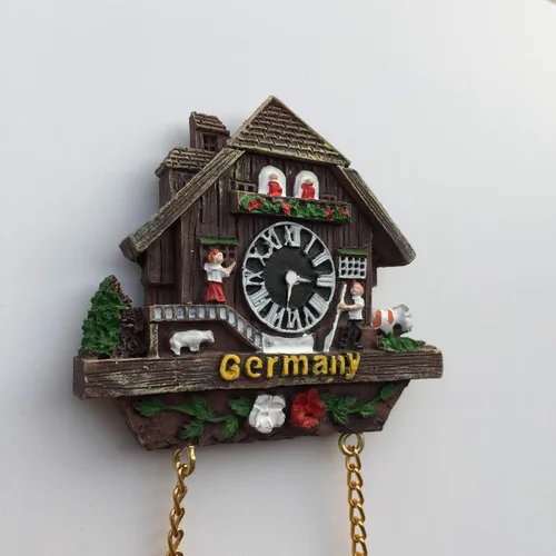 Vista 5 de 3D Alemania Cuco Reloj Refrigerador Refrigerador Imán Turístico Souvenirs Hecho a Mano Resina Artesanía Pegatinas Magnéticas Hogar Cocina Decoración