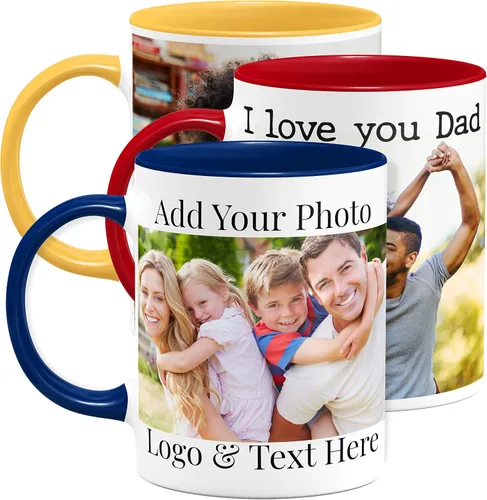 Vista 10 de Tazas de café con foto personalizada, 11 onzas, color negro con imagen, texto, regalos personalizados, taza de cerámica personalizada, gran regalo