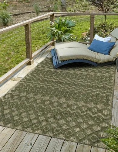 Vista 8 de Unique Loom Alfombra de área de la colección texturizada Trellis para exteriores, color osage, 2 x 3 pies, rectangular, color aguamarina