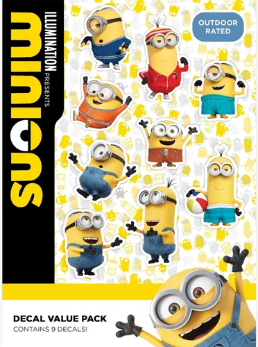 Vista 16 de Calcomanías de Minions de Despicable Me - Juego de 3 calcomanías Stuart para botella de agua de coche, bicicleta, casco, laptop, monopatín