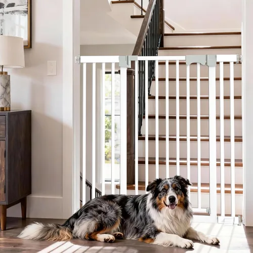 Vista 11 de Puerta para bebé extra alta de 41 pulgadas para perros grandes y mascotas en interiores, sin saltos, 30-32.6 pulgadas de ancho, puerta resistente