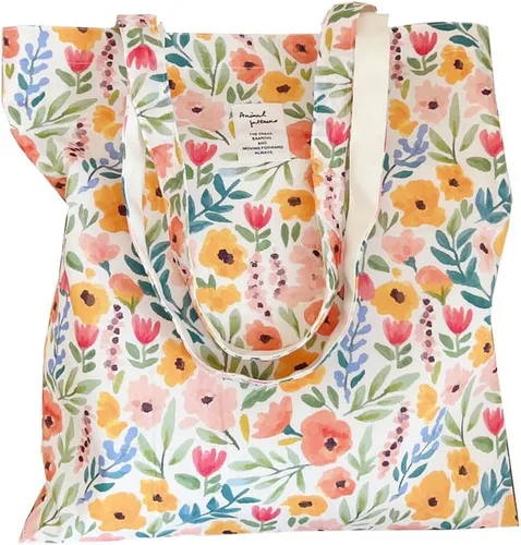 Vista 49 de Floral Canvas Tote Bag Double-Sided Printed Cloth Cotton Tote Floral Shoulder Bags for Beach Travel Shopping Grocery