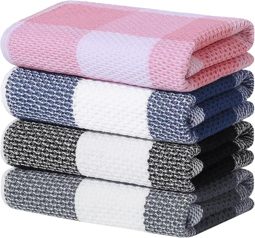Vista 35 de Homaxy Paquete de 6 paños de cocina 100% algodón, 12 x 12 pulgadas, negro y rojo Negro & rojo