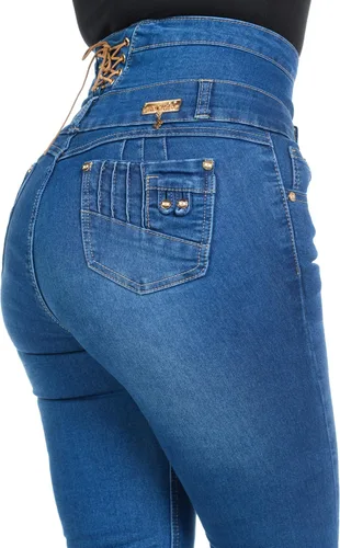 Vista 2 de Fashion2Love - Pantalones colombianos levanta glúteos, ajustados, de cintura alta (ML1)