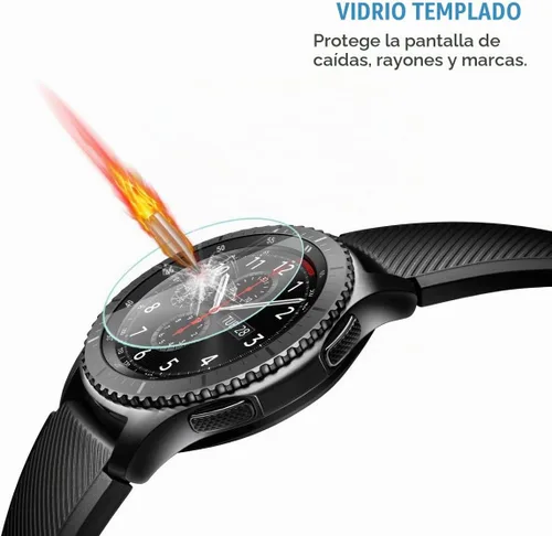 Vista 4 de Protector de pantalla de vidrio templado Gear S3 (0.012 in, 2.5D, alta definición 9H), película protectora de pantalla transparente de alta calidad