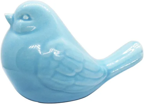 Vista 2 de Nueva figura de pájaro azul, figura de ave regordeta de cerámica, decoración de estatua de pájaro de animales de cabaña para decoración del jardín