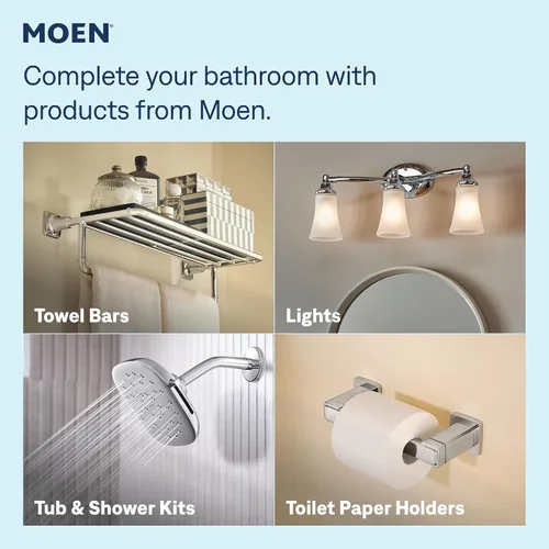 Vista 9 de Moen Magnetix - Cabezal de ducha cromado de 8 funciones y ducha de mano extraíble con spray de limpieza Power Boost, 260C1EP