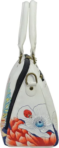 Vista 3 de Anna by Anuschka Womens Genuine Leather Wide Organizer Satchel - Hand Painted Original Artwork