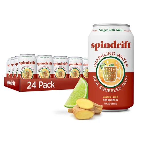 Vista 16 de Spindrift Agua con gas, sabor a bayas Belli, hecha con fruta exprimida real, latas de 12 onzas líquidas, paquete de 24 (solo 13 calorías por lata)