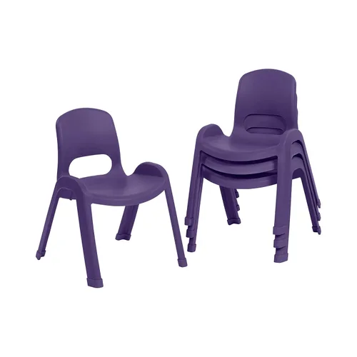 Vista 17 de ECR4Kids Silla apilable SitRight de plástico, 11 pulgadas, muebles de aula, negro, paquete de 4