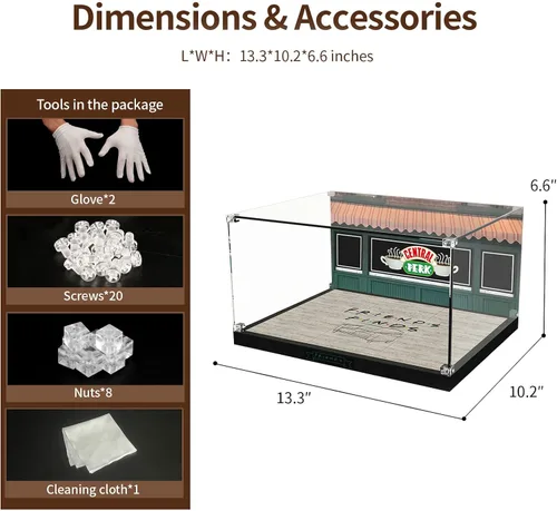 Vista 7 de Vitrina acrílica para Lego Ideas 21319 Central Perk, caja decorativa personalizada para el modelo de bloque de amigos, placa de acrílico