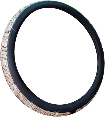 Vista 13 de Nueva funda de volante de cuero con diamantes de imitación brillantes Negro Diamonds