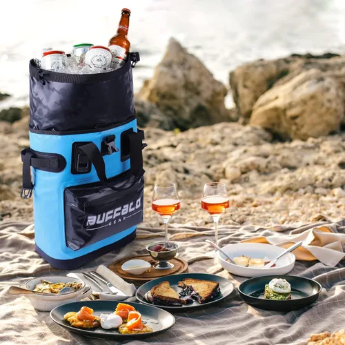 Vista 2 de Buffalo Gear Mochila enfriadora de 18 L, 30 L, a prueba de fugas, para camping, enfriador, enfriador, para picnic, playa, senderismo, parque, pesca