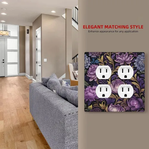 Vista 34 de Decorative Outlet Covers Blue Background White Cat Daisy Floral 2-Gang 1-Gang Wall Plate Single Toggle/Rocker Farmhouse Style Light Switch Covers