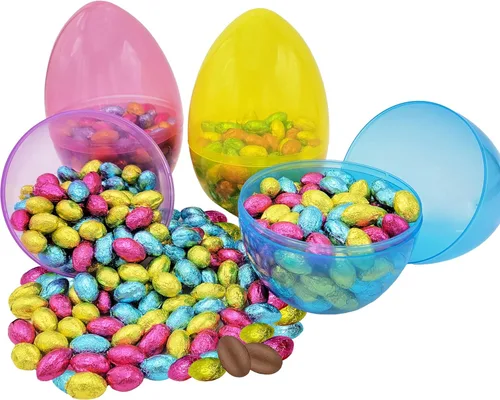 Vista 5 de The Dreidel Company Huevos de Pascua translúcidos masivos de 8 pulgadas (paquete de 4) huevos de Pascua coloridos y brillantes, perfectos