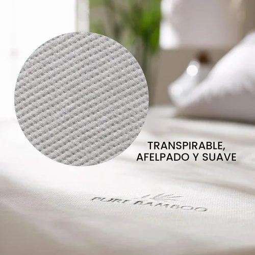 Vista 4 de Protector de colchón Twin de PURE BAMBOO, impermeable - viscosa derivada de bambú, transpirable, funda de colchón silenciosa que protege contra