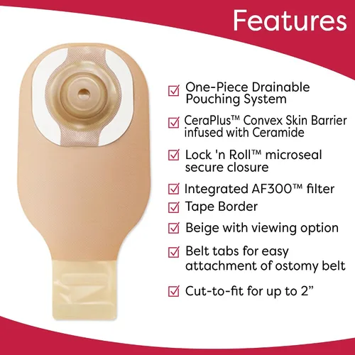 Vista 2 de Premier Ostomy Pouch Drenable hasta 1.5" Stoma 12"L 1pc Sistema Beige 8918, 5 Ct