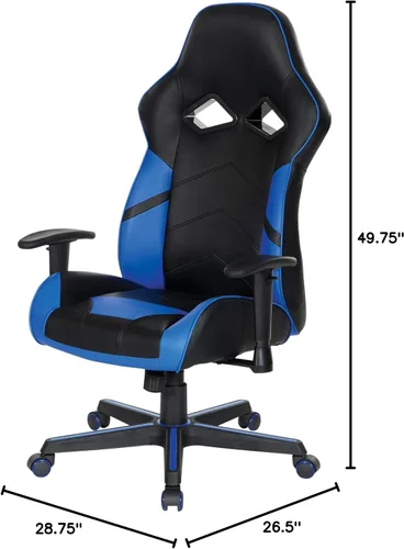Vista 17 de OSP Home Furnishings Vapor - Silla ergonómica ajustable de piel sintética con respaldo alto y asiento de resorte helicoidal y flujo de aire