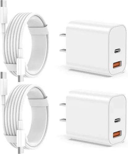 Vista 8 de Cargador para iPhone 17 16 15 de carga rápida, bloque de cargador de pared USB C de 20 W con cable tipo C a C de 6 pies para Apple iPhone 17/17