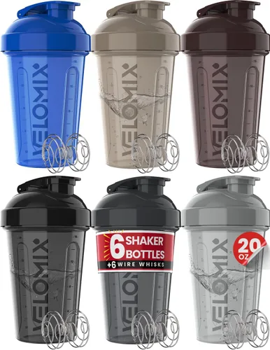 Vista 10 de VELOMIX -PAQUETE DE 6- Vasos Agitadores para Batidos de Proteínas de 20 oz - 6x Batidor de Alambre Botella Agitadora de Proteínas a Prueba