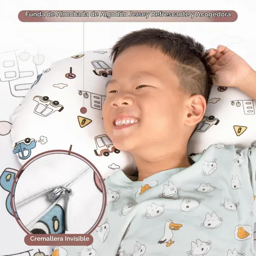 Vista 4 de BYRIVER Almohada infantil de 12 x 22 pulgadas para dormir, almohada de cama para niños pequeños, niños y niñas, bonita funda de almohada refrescante