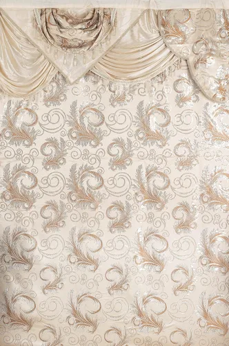 Vista 3 de GLORY RUGS Juego de cortinas de jacquard de lujo con cenefa adjunta y respaldo, para dormitorio, sala de estar, comedor, 2 cortinas beige, 55 x 84