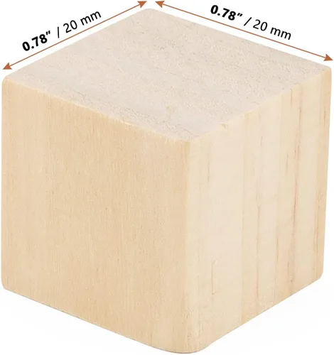 Vista 2 de LEXININ 300 cubos de madera pequeños de 3/4 pulgadas, bloques de madera sin terminar de 0.8 pulgadas, cubos de madera cuadrados en blanco