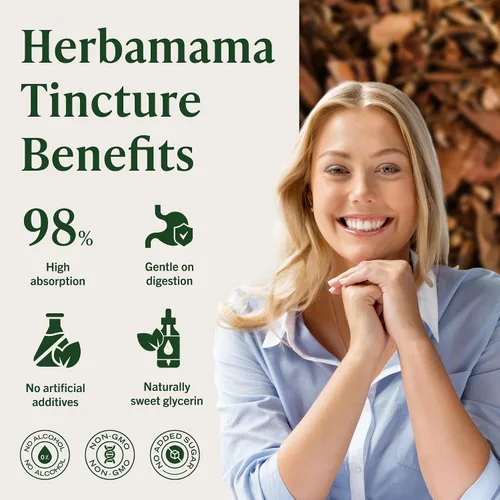 Vista 5 de HERBAMAMA Arjuna Tincture - Soporte antioxidante vegano con gotas de extracto de corteza de Arjuna Terminalia - Suplemento líquido sin OMG, sin