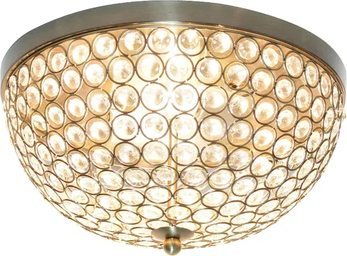 Vista 4 de Diseños elegantes FM1000-ABS Lámpara de techo de cristal en forma de elipse de 13 pulgadas moderna de metal con 2 luces en forma de cuenco