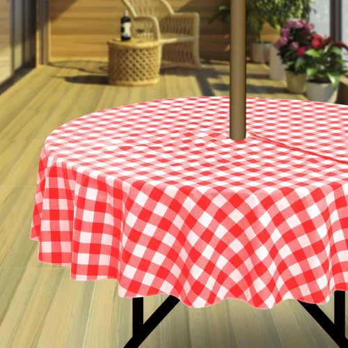Vista 13 de Hipinger Vinyl Round Fitted Tablecloth with Zipper and Umbrella Hole, Outdoor Oil Waterproof Stain Resisteant PVC Table Cover 40-44 Inch, Black