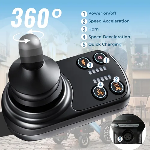 Vista 7 de YL002 Silla de ruedas eléctrica plegable ligera para adultos y personas mayores, motores duales de 500W sin escobillas, alcance de 30 millas