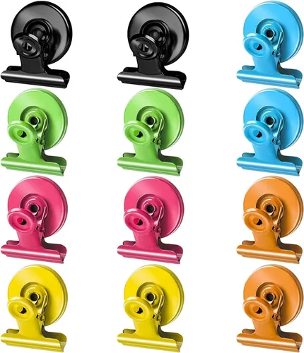 Vista 12 de Grtard Paquete de 6 clips magnéticos resistentes, clips magnéticos para refrigerador, imanes de refrigerador, clip magnético fuerte, imanes sin Negro