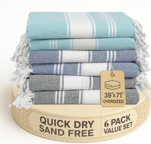 Vista 24 de LANE LINEN Toalla de Playa, Paquete de 2 Toallas de Playa de Gran Tamaño, 39"x71", Toallas de Piscina de Secado Rápido para Adultos, Absorbentes a