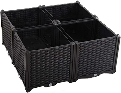 Vista 57 de BAOYOUNI - Juego de jardinera cuadrada para interiores o exteriores, maceta de plástico, caja de cultivo para verduras frescas, hierbas, flores