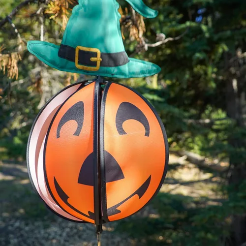 Vista 3 de In the Breeze Calabaza con sombrero colgante bola Spinner, Halloween Wind Spinner, 2497 Calabaza con sombrero colgante Spinner
