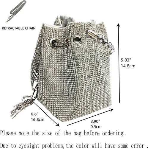 Vista 4 de Bolsas de diamantes de imitación para mujer, bolso de mano con lentejuelas brillantes, bolso de noche para boda, cóctel, graduación, fiesta, club