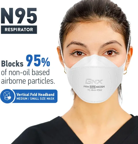 Vista 7 de BNX Máscara N95 certificada por NIOSH fabricada en Estados Unidos, máscara facial protectora con respirador de partículas, triple taza/estilo pez