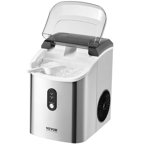 Vista 21 de VEVOR Máquina de hielo para encimera, 26 libras en 24 horas, 9 cubos listos en 7 minutos, máquina de hielo autolimpiante con cuchara y cesta