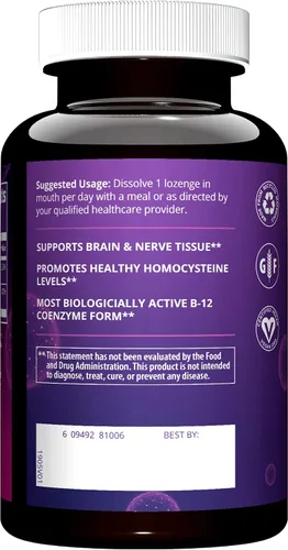 Vista 2 de MRM Nutrition Vitamina B-12 con ácido fólico 2000 mcg - Vegano - 60 porciones