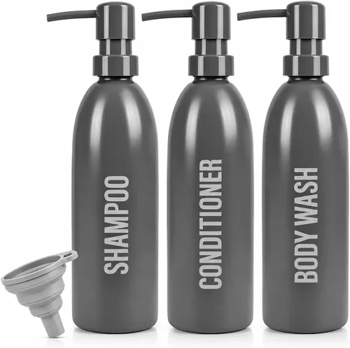 Vista 9 de Black Shampoo & Conditioner Dispenser Set 3-Pack 16.9oz Pump Bottles