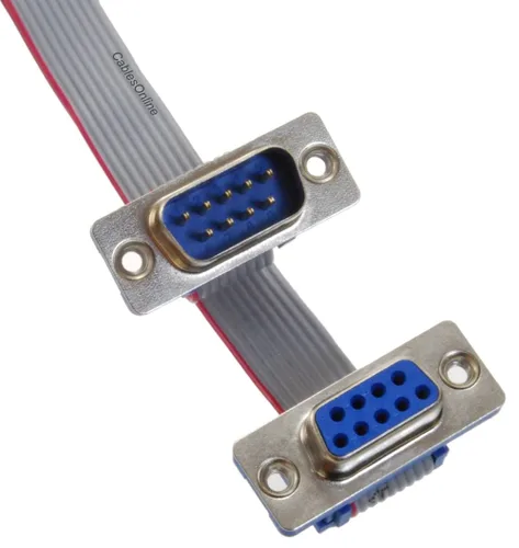 Vista 3 de CablesOnline, 6 pies DB9 macho a DB9 hembra 9 conductores 28awg recto Serial RS232 Cable de extensión de cinta plana, S-3F06