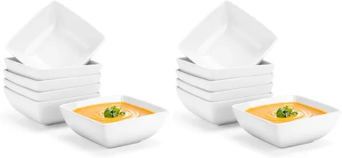 Vista 8 de Tazones de sopa de porcelana, cuencos cuadrados de cereales de 28 onzas, juego de 6