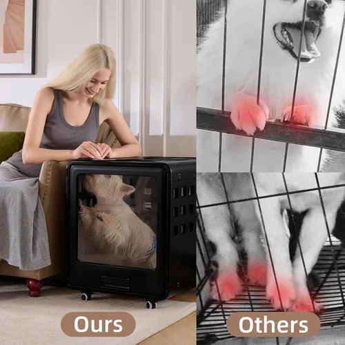 Vista 5 de Caja de acrílico transparente para perro, cama duradera para perro con panel móvil y diseño modular, segura, a la moda y conveniente