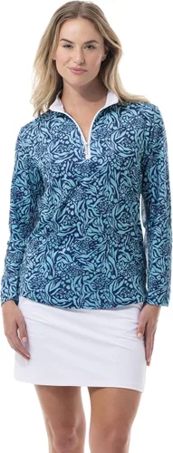 Vista 2 de SanSoleil SolCool UV 50 Camiseta de manga larga con cremallera y estampado para mujer