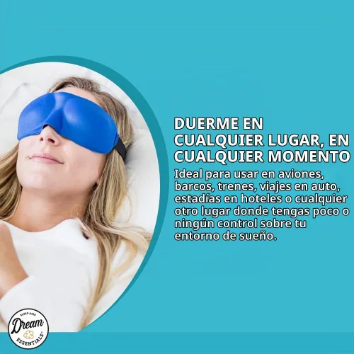 Vista 6 de Antifaz contorneado para dormir Dream Essentials, con tapones para los oídos y funda de transporte, color negro