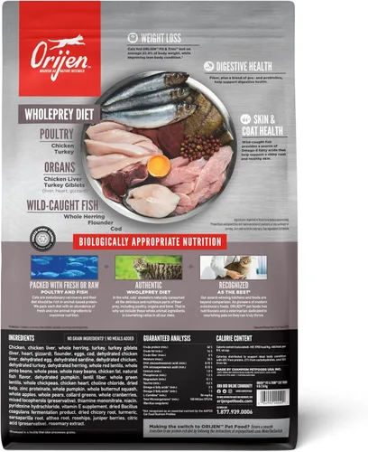 Vista 2 de ORIJEN Fit & Trim - Comida seca para gatos sin granos, altas proteínas, premium, bolsa de 4 libras